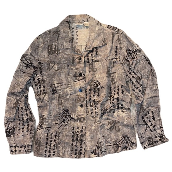 Chico’s Oriental Print Silk & Linen Pocket Shirt - Picture 10 of 11